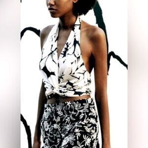 Zara Monochrome Patterned Halter Top